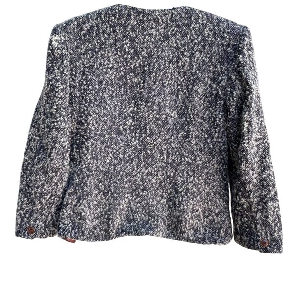 Jones New York Vintage Womens Brown Gray Tweed Wool Blend Boucle Jacket Blazer 1 - Picture 7 of 13